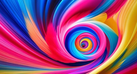 Obraz premium A vibrant and colorful abstract design featuring rays of light and a swirling pattern, Vibrant, swirling patterns of bright colors blending seamlessly, evoking a sense of energy.