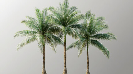 Fototapeta premium Cut out palm grove. Palm tree isolated on a transparent background via an alpha channel. Coconut tree. High-quality image for professional composition
