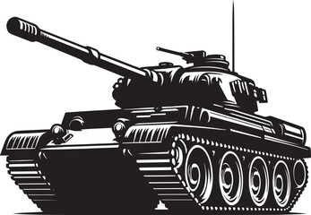 Battle Tank Silhouette vector illustration isolated on a white background military vehicle
