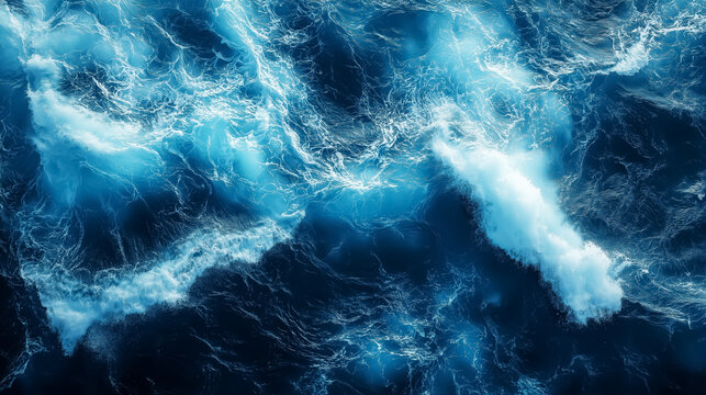 Serene deep blue ocean waves, perfect for beach-themed designs, backgrounds, or summer vacation promotions.