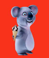 Fun 3D cartoon koala with an ice cream © Julien Tromeur