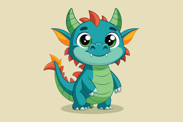 Cute  dragon cartoon, illustration   vector .eps