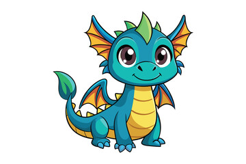 Cute  dragon cartoon, illustration   vector .eps
