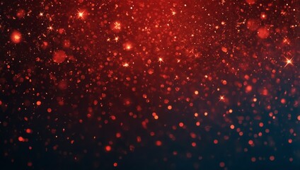 Red Christmas glitter background with stars. Festive glowing blurred texture