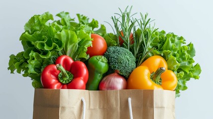A Paper Bag Filled with Fresh Vegetables