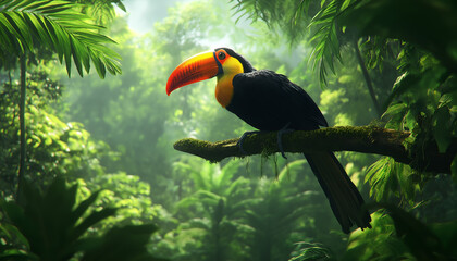 Fototapeta premium toucan on a branch in the forest