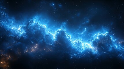 Abstract Blue and White Lights in a Dark Blue Space