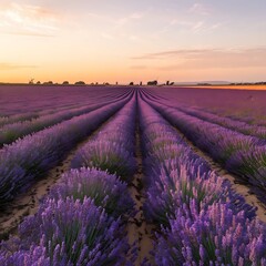 Obraz premium lavender field at sunset