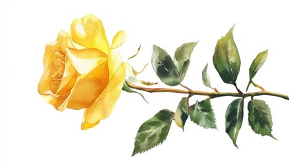 Stunning Yellow Rose in Watercolor: An Elegant Floral Design for Nature Lovers