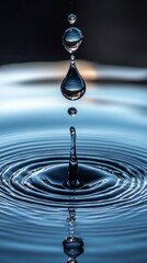 A drop of water is falling into a body of water, creating a ripple effect