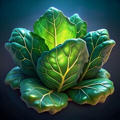 Obraz premium A vibrant 3D illustration of a collard greens bunch. perfect for adding a touch of healthy and fresh appeal to your designs.