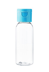 Clear plastic bottle with mint green cap suitable for storing liquids or skincare products