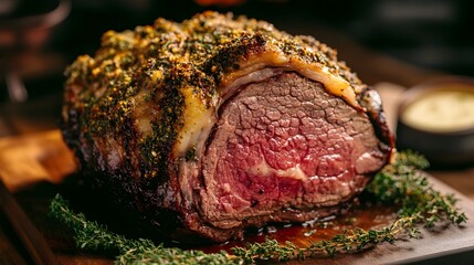 Mouthwatering Prime Rib Roast with Crunchy Herb Crust