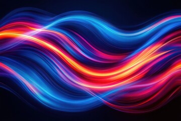 Obraz premium Dynamic colorful light waves flowing across a dark background