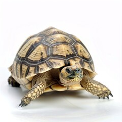 A greek tortoise isolated on white background 