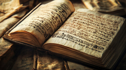 Fototapeta premium Ancient scripts and modern texts merge, a testament to the timeless power of written knowledge. 