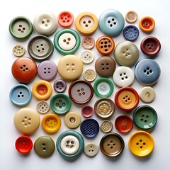 Fototapeta premium A colorful and diverse collection of buttons. perfect for crafting projects. scrapbooking. or adding a vintage touch to your designs.