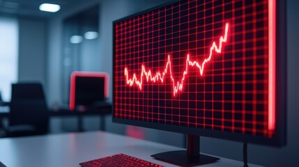 Futuristic AI-Powered Wealth Strategy Concept in Neon Hologram Financial Office with Copy Space, Selective Focus - Ultra HD