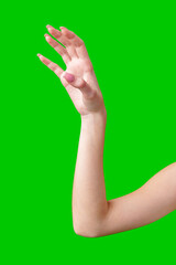 Female Hand Making Gesture Against Green Screen