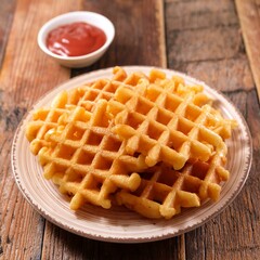 Crispy potato waffles fries