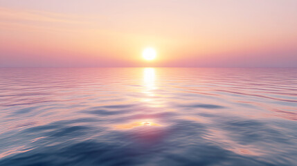 Obraz premium tranquil sea surface reflecting the soft, warm hues of a rising sun