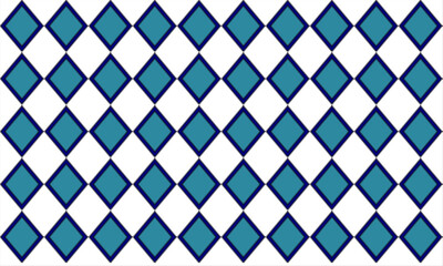 Green blue plaid fabric texture, blue diamond with black border checkerboard repeat pattern, replete image, design for fabric printing, rhombus