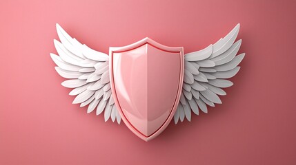 Pink Shield with White Wings.