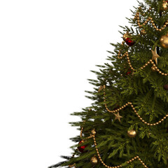 Christmas tree with decorations, isolate on a transparent background, 3d illustration, cg render
