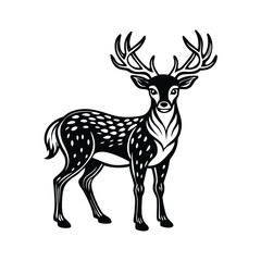 Modern Deer Vector Silhouette. Black Icon Design for Logos