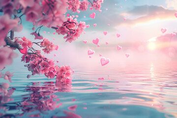 Beautiful greeting card with bright holiday composition for happy and joy celebrate valentines day