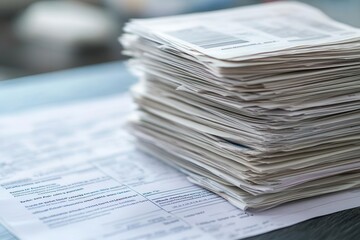 A stack of unpaid bills next to a failed business plan, symbolizing financial failure and the consequences of poor planning