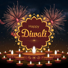 happy diwail wishing card without people 