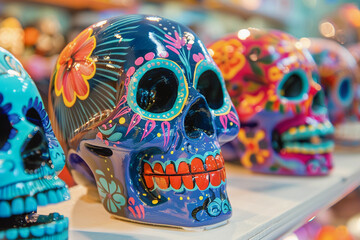 Beautiful greeting card with bright holiday composition for happy to joy celebrate dia de muertos