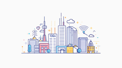 Fototapeta premium 5G Network Simple Style Concept Wireless Connection Technology