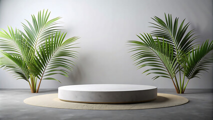 Obraz premium Minimalist Product Display with Tropical Plants
