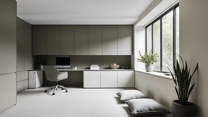 Fototapeta premium Empty office open space interior. Business conference company background