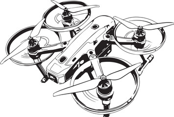 FPV Drone. Hand drawn vector illustration	