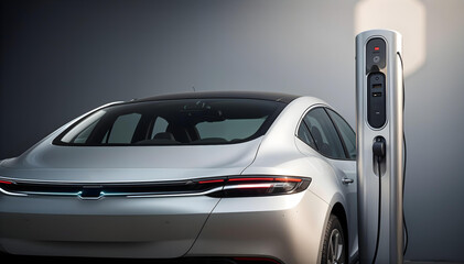 Auto eléctrico ecológico cargando