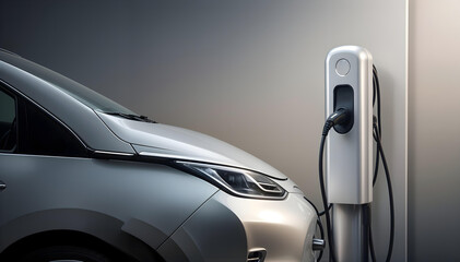 Auto eléctrico ecológico cargando