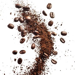 Flying Coffee Powder Scattered On Transparent 