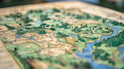 Naklejka premium A conservation map with highlighted protected areas, symbolizing the strategic designation of conservation zones