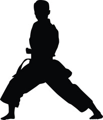 Karate men pose silhouette illustration