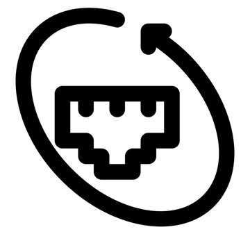 black ethernet port with circular arrow clip art preview