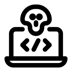 exploit, exploitation, code, malware, cyber security outline icon