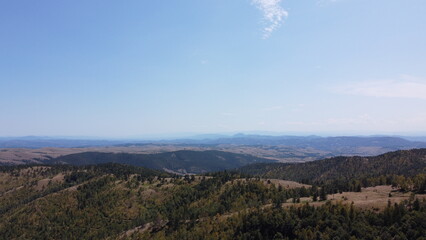 Naklejka premium Very beautiful wooded mountain peaks