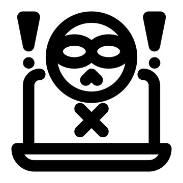masked person laptop exclamation marks clip art preview