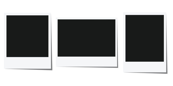 Set of polaroid photo frames isolated on white background. Template photo design. Vector illustration