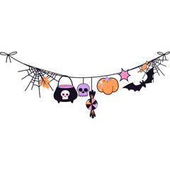Vector cute halloween garland