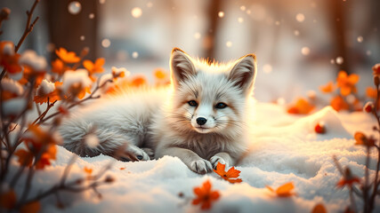 Fototapeta premium fox in the snow