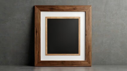 wooden frame mockup isolated on grey wall background